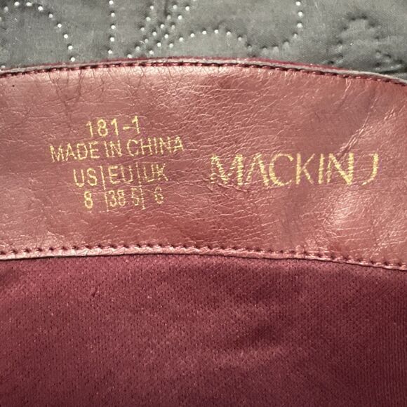 MACKIN J 181-1 Maroon Faux Suede Thigh High Pointy Toe Studded Stiletto Boot SZ8 - Picture 9 of 12